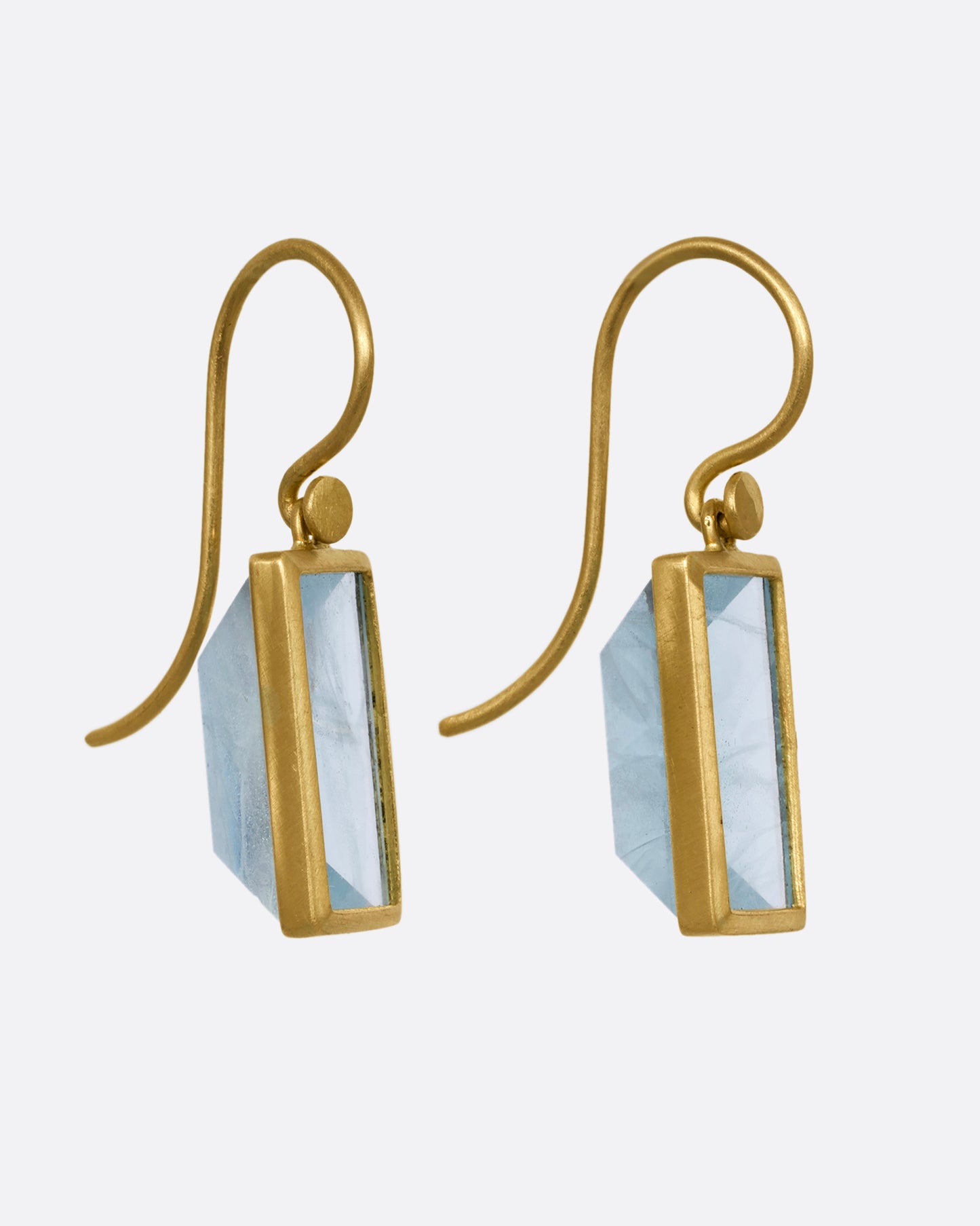Mirror Cut Aquamarine Drop Earrings