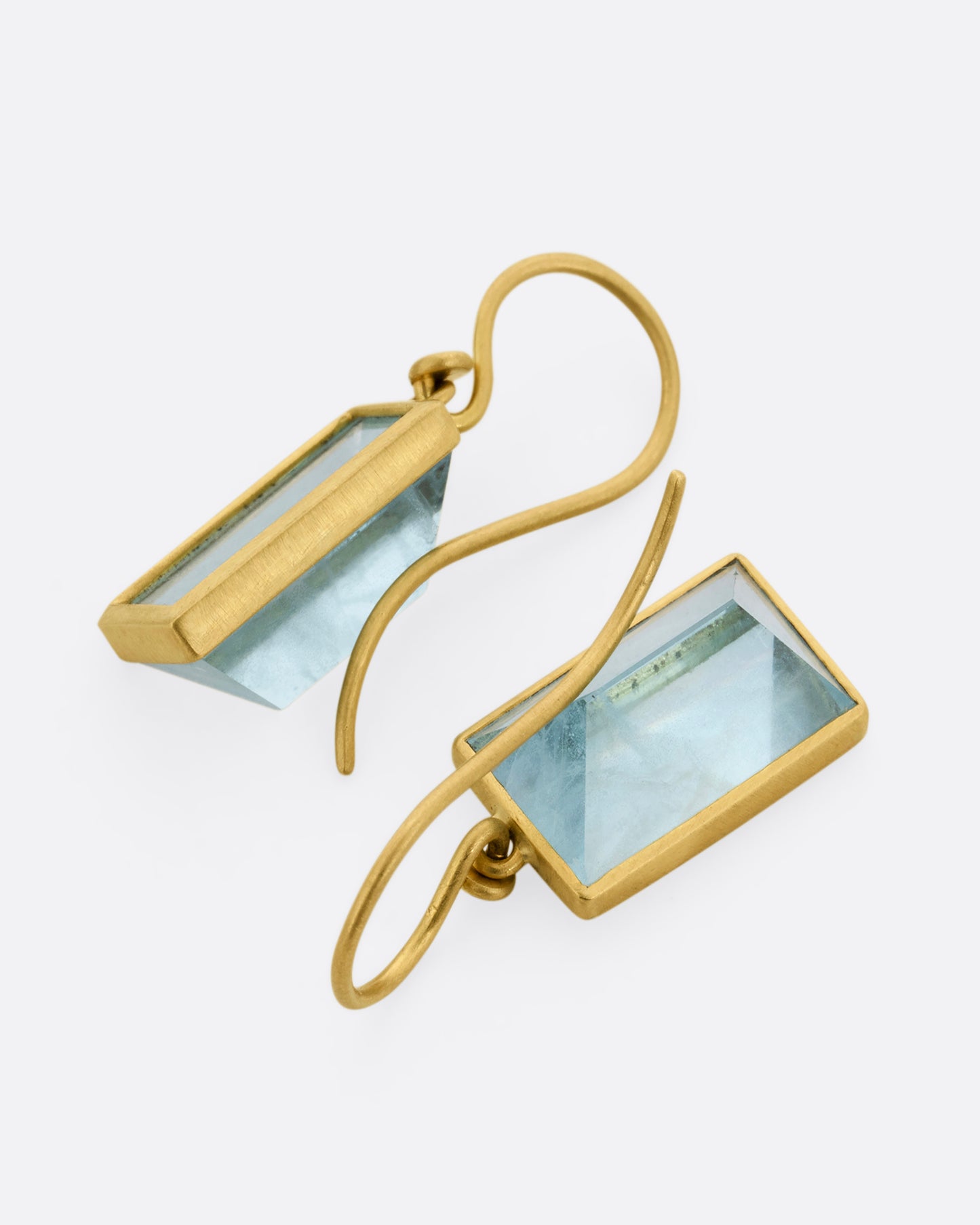 Mirror Cut Aquamarine Drop Earrings