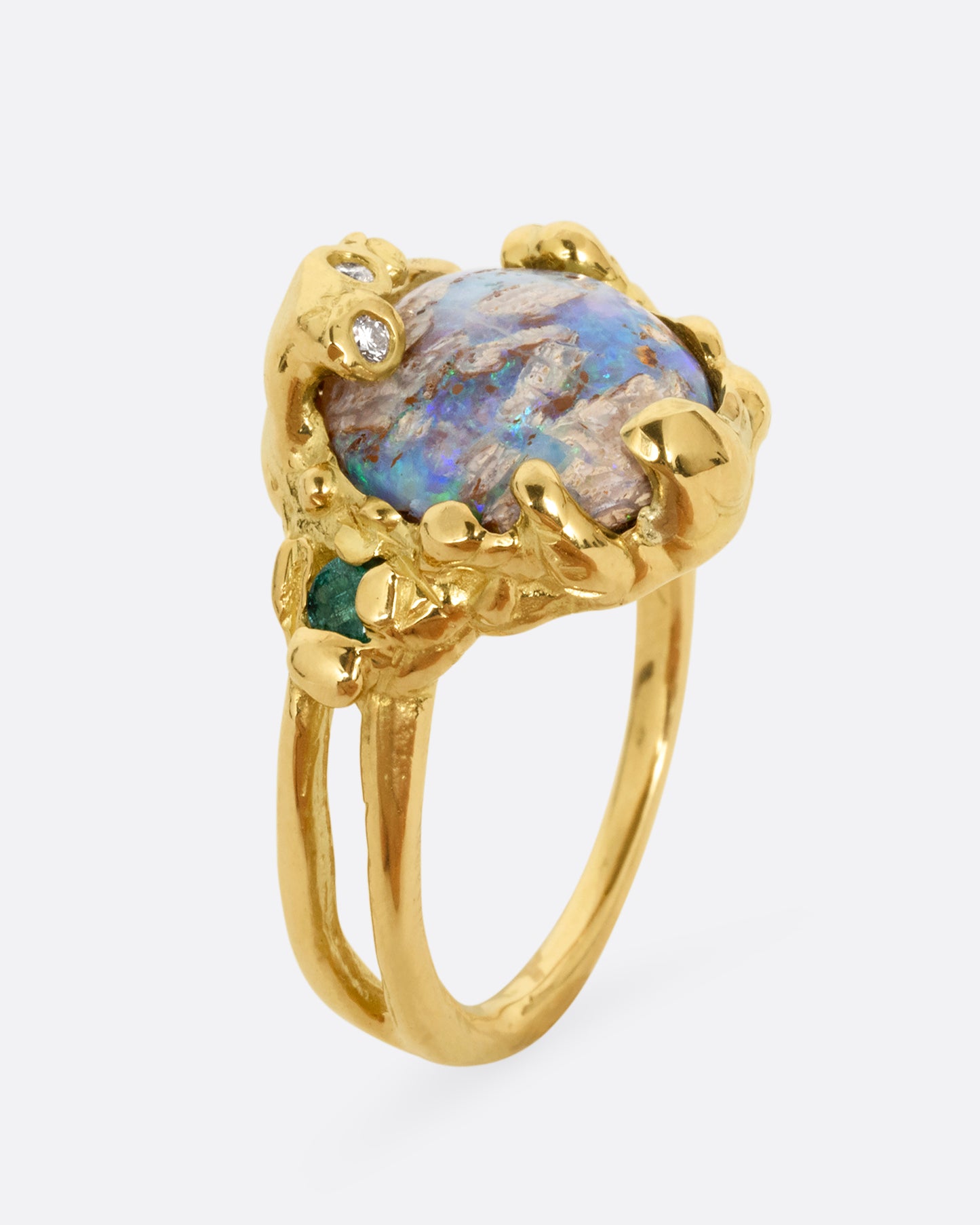 Australian Fossilized Wood Opal Ring