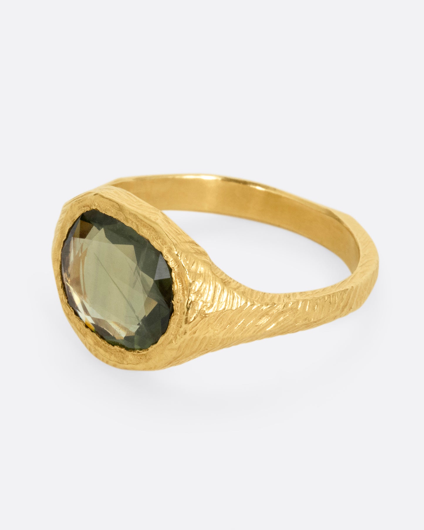 Green Sapphire Signet Ring