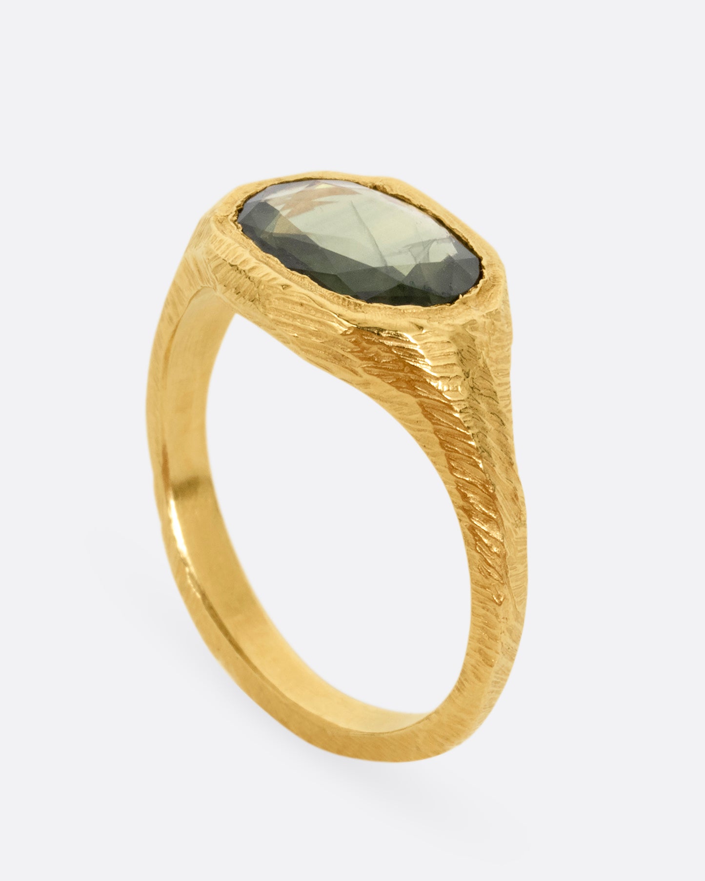 Green Sapphire Signet Ring