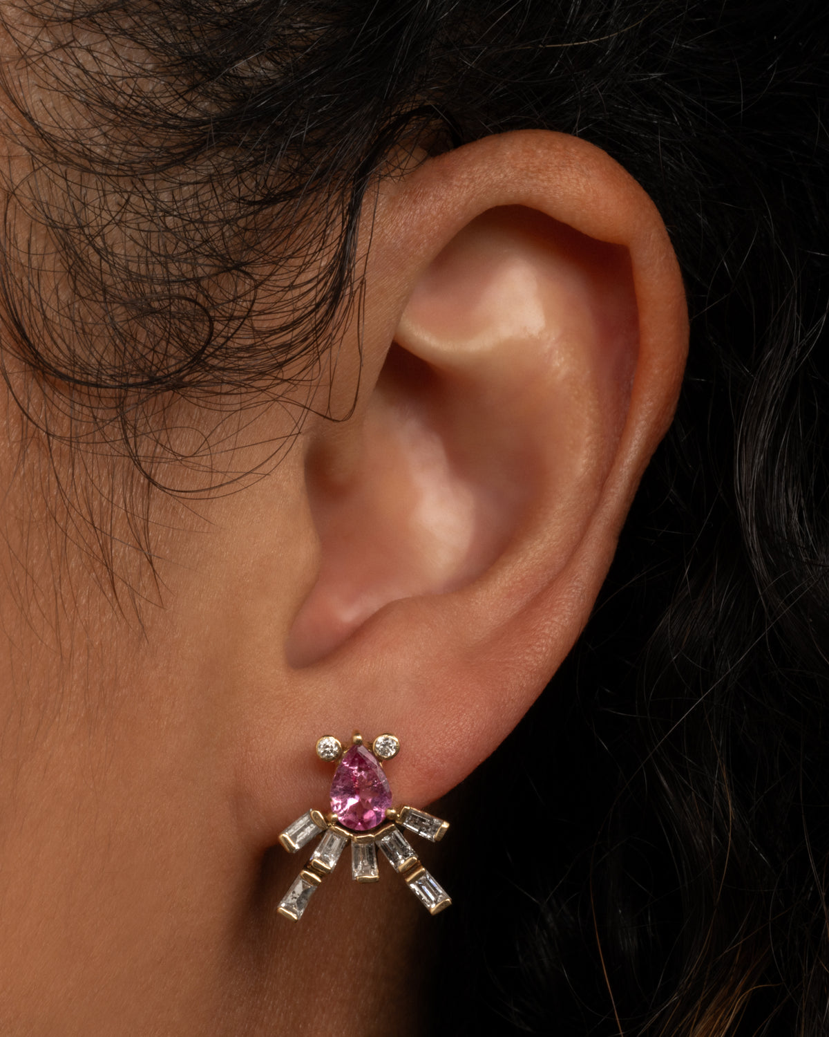 Tanzanite and Diamond Octopus Stud Earring