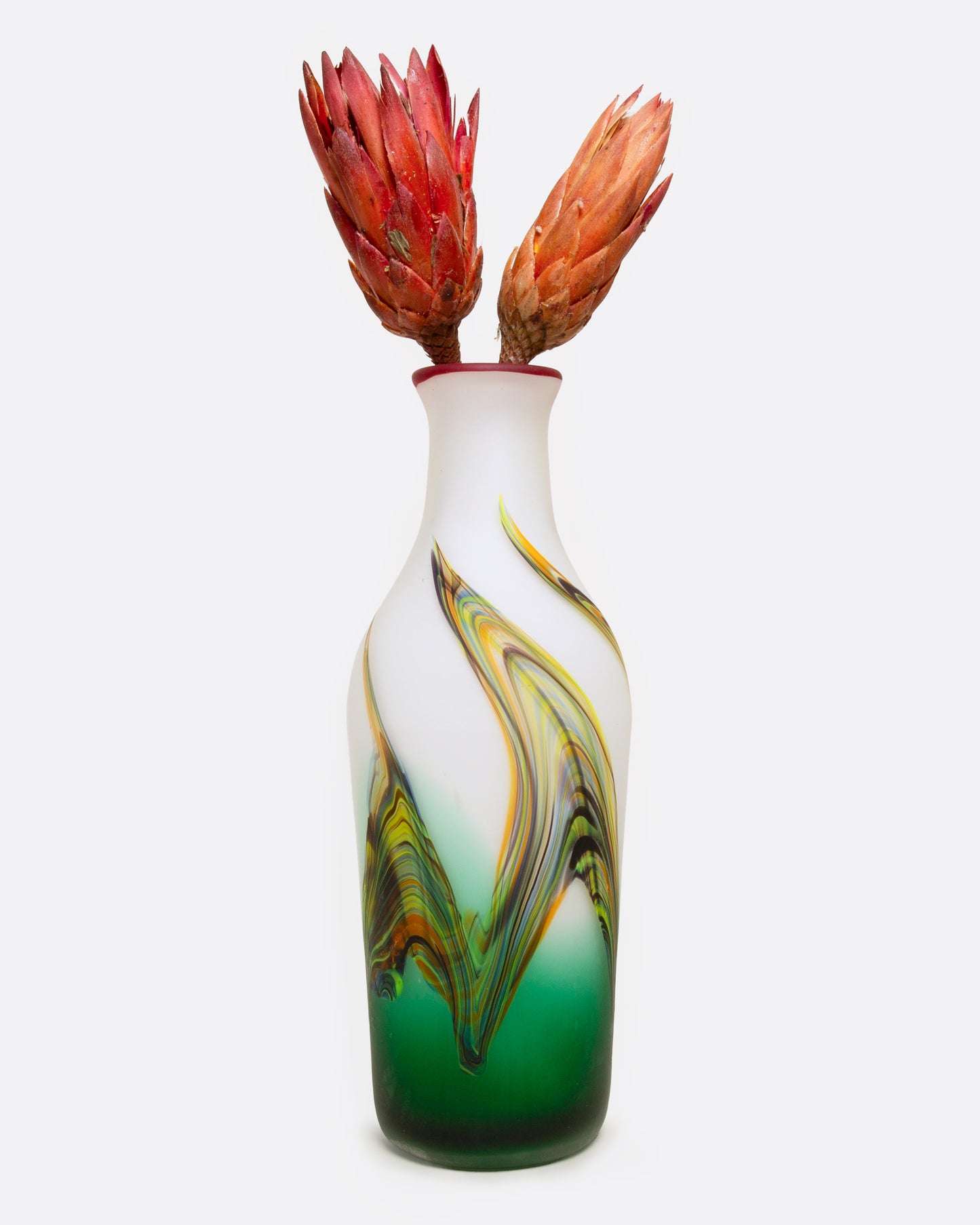 Green and White Swirl Vase