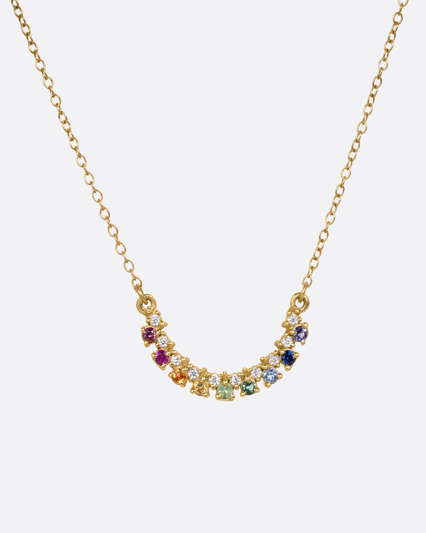 Sapphire and Diamond Rainbow Pendant Necklace