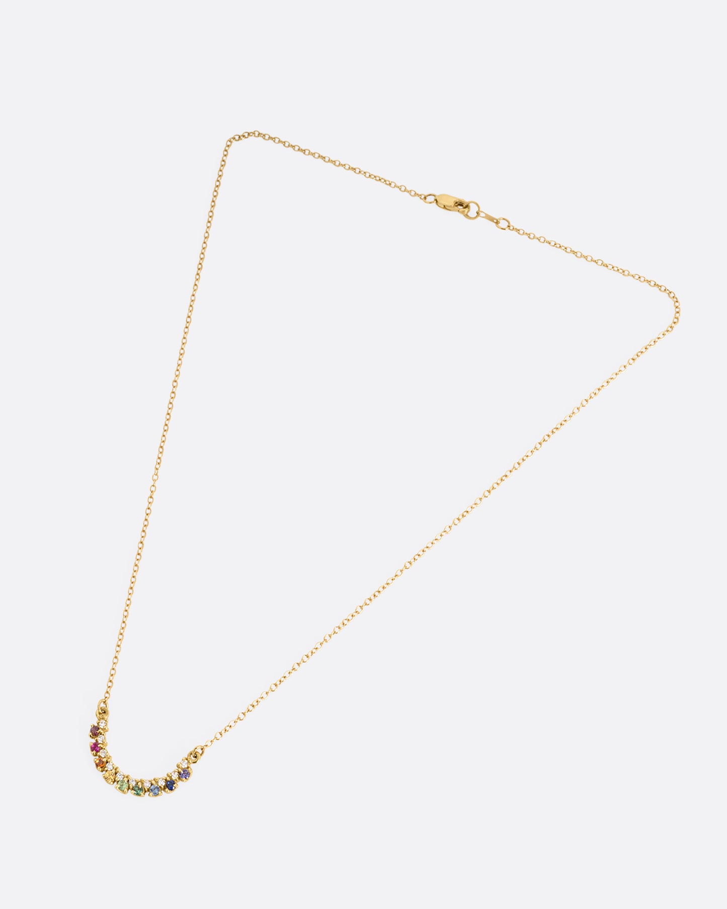 Sapphire and Diamond Rainbow Pendant Necklace