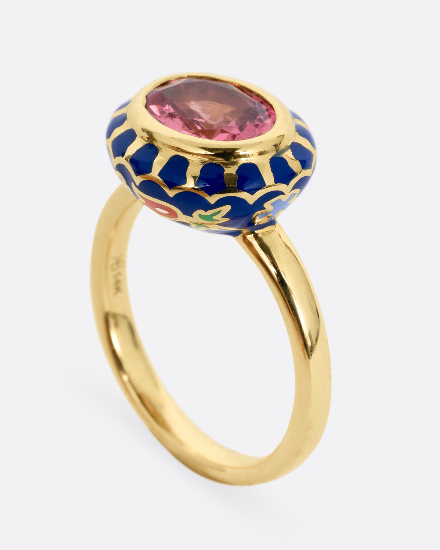 Tourmaline and Enamel Floral Ring