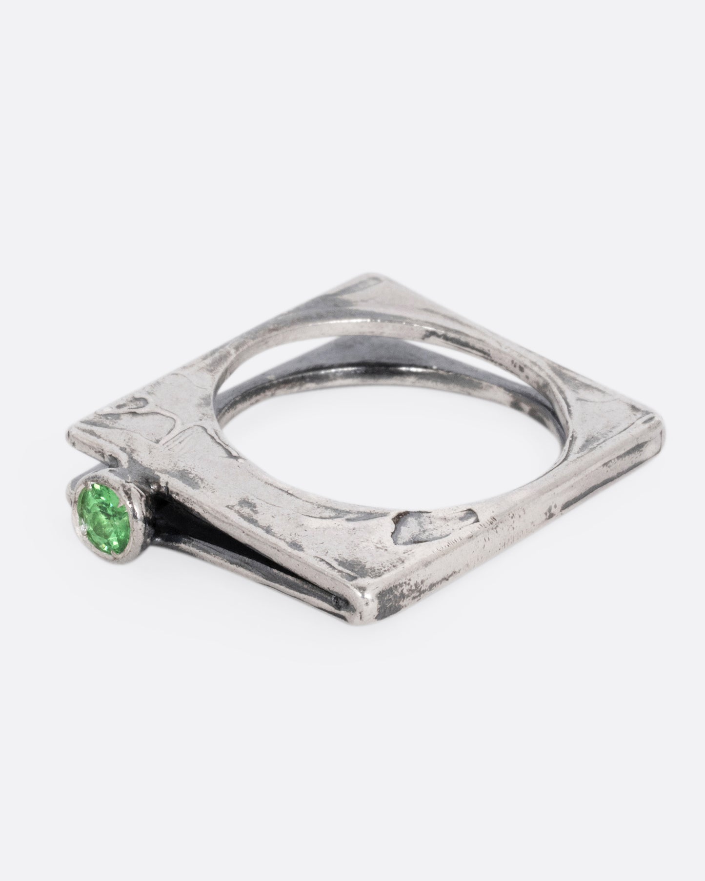 Tsavorite Garnet Angled Ring