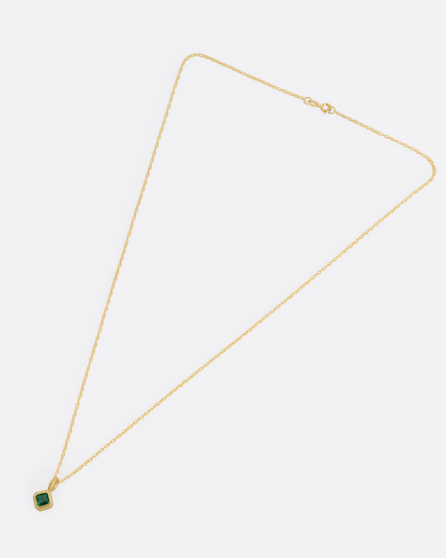Emerald Offset Petite Pendant Necklace