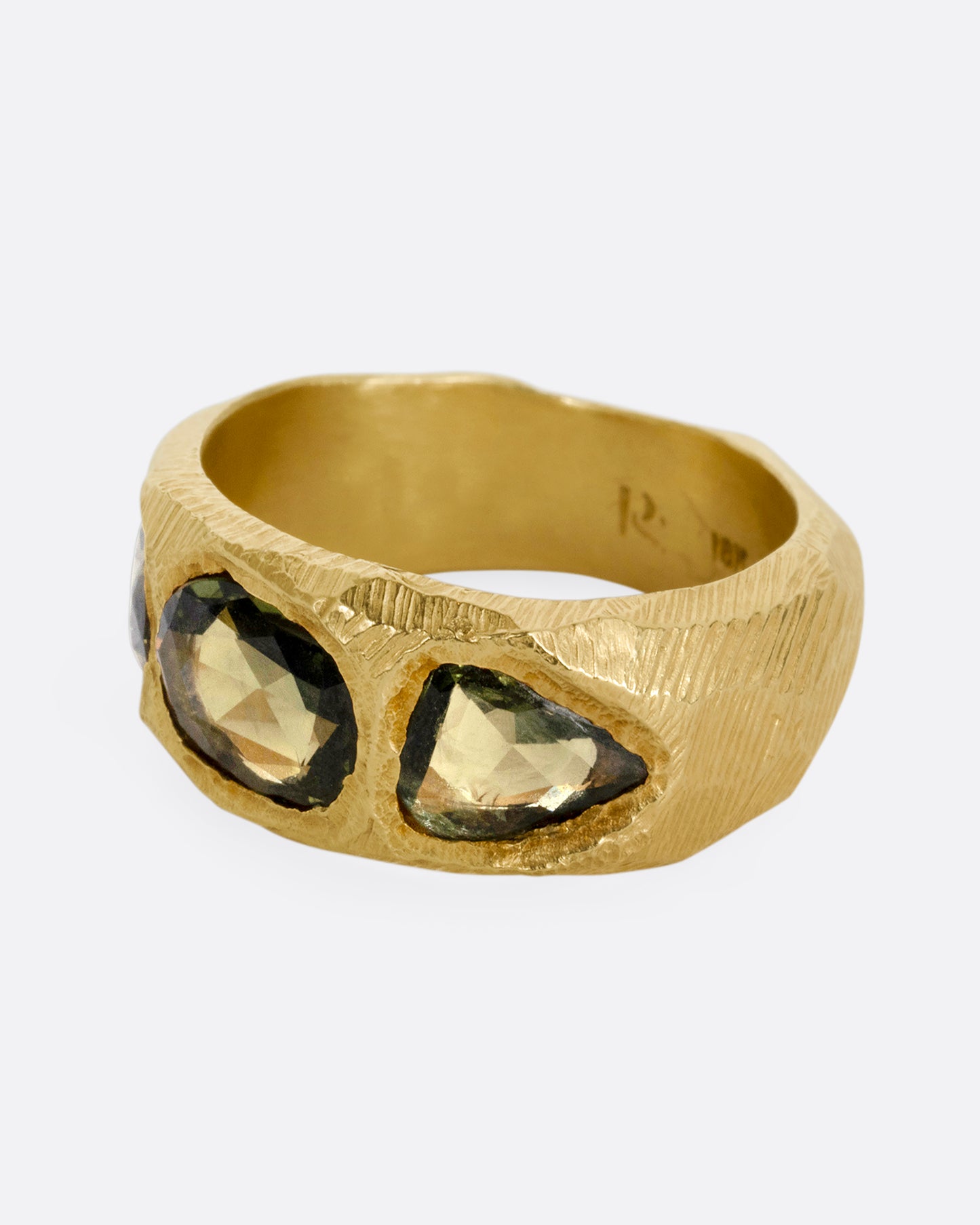 Green Sapphire Trio Ring