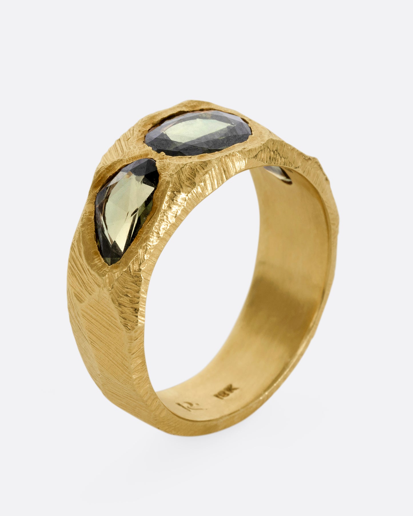 Green Sapphire Trio Ring