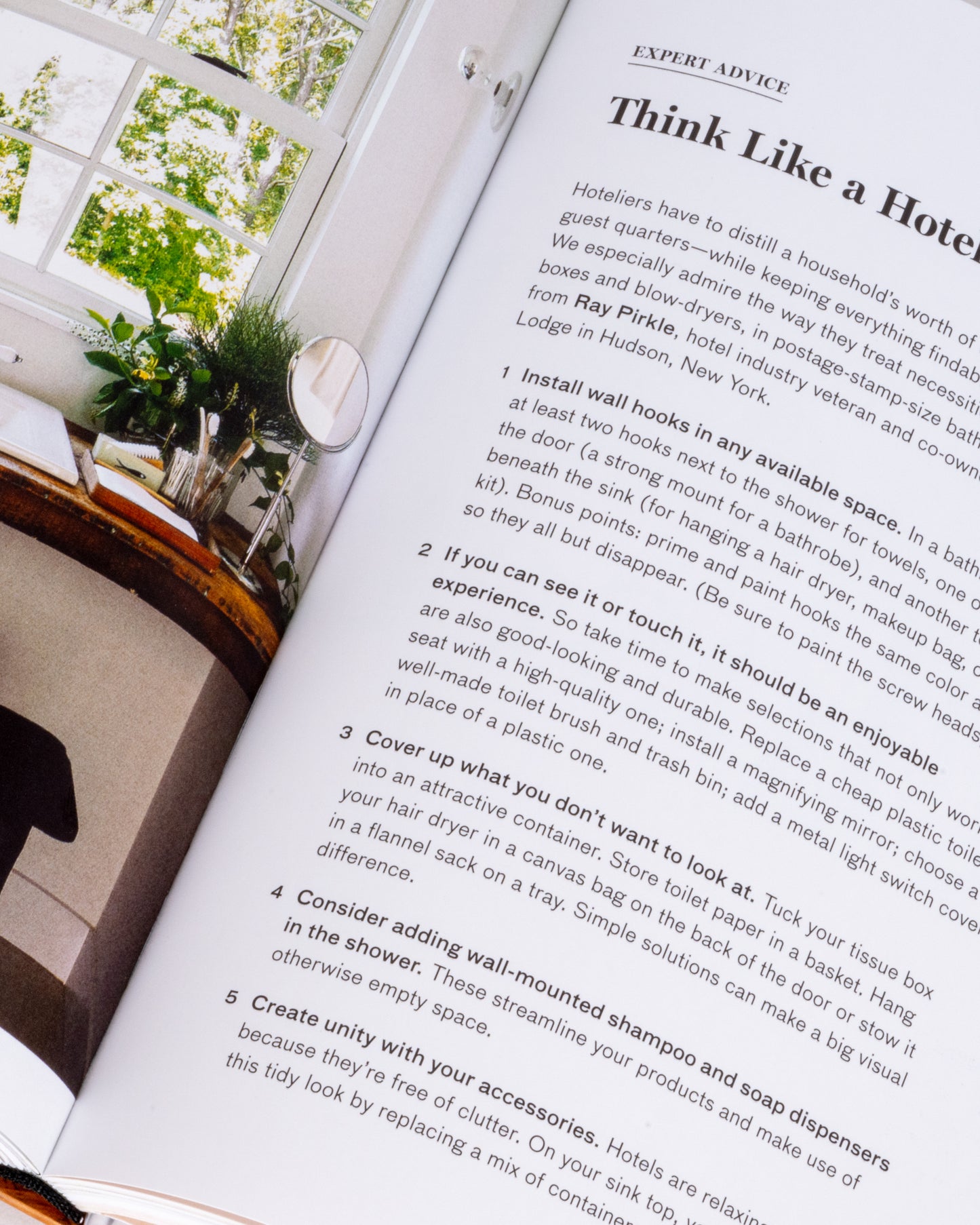 A book about stylish home organizing. View of interior.