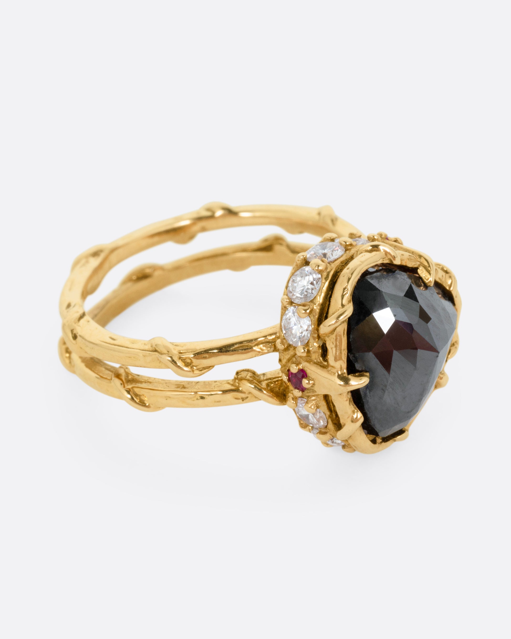 18k rose gold and black diamond Intrigue Crown ring by Karen Karch