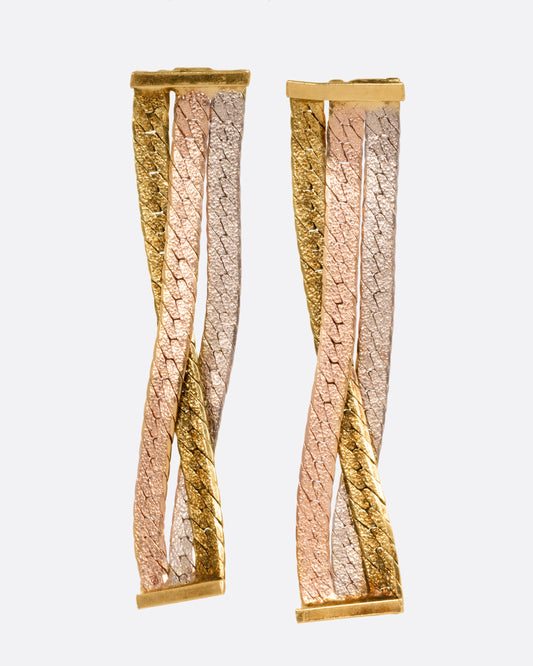 Mixed Metal Herringbone Chain Earrings