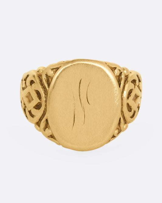 Signet Ring with Ornate Band