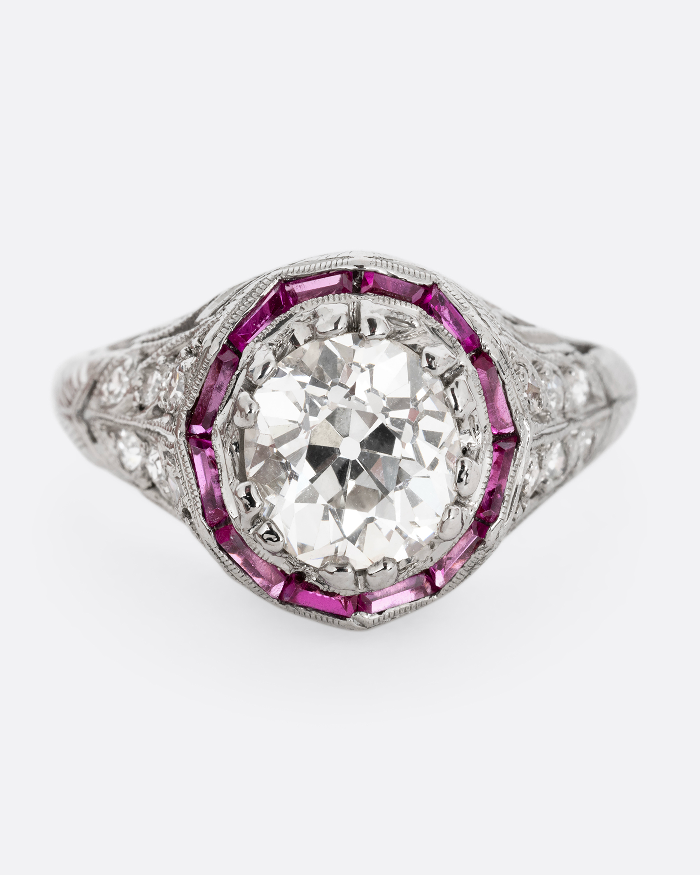 OLD EUROPEAN CUT DIAMOND AND RUBY RING