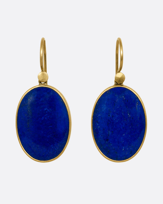 Oval Lapis Drop Earrings