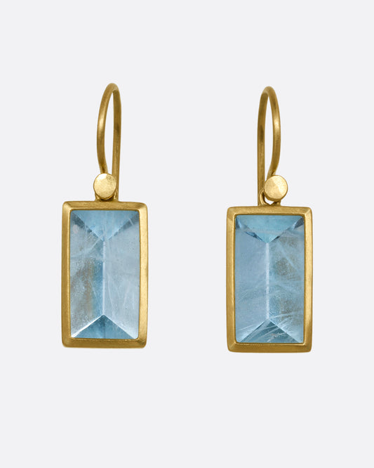 Mirror Cut Aquamarine Drop Earrings