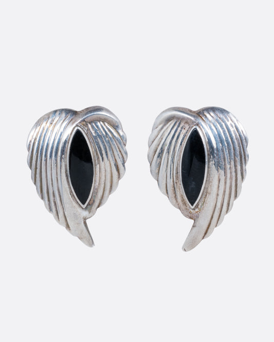 Onyx Leaf Stud Earrings