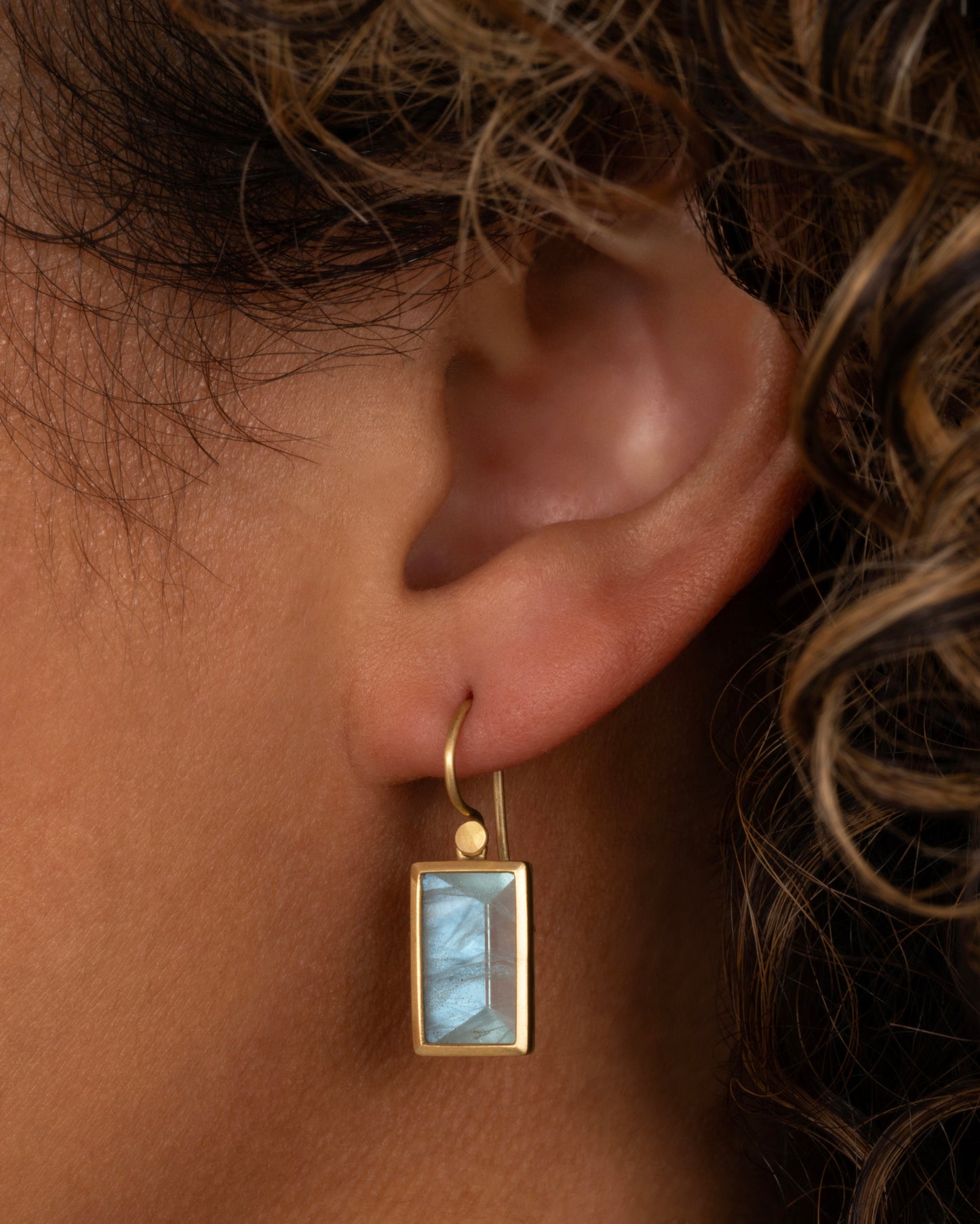 Mirror Cut Aquamarine Drop Earrings