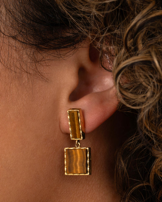 Tiger's Eye Drop Earrings