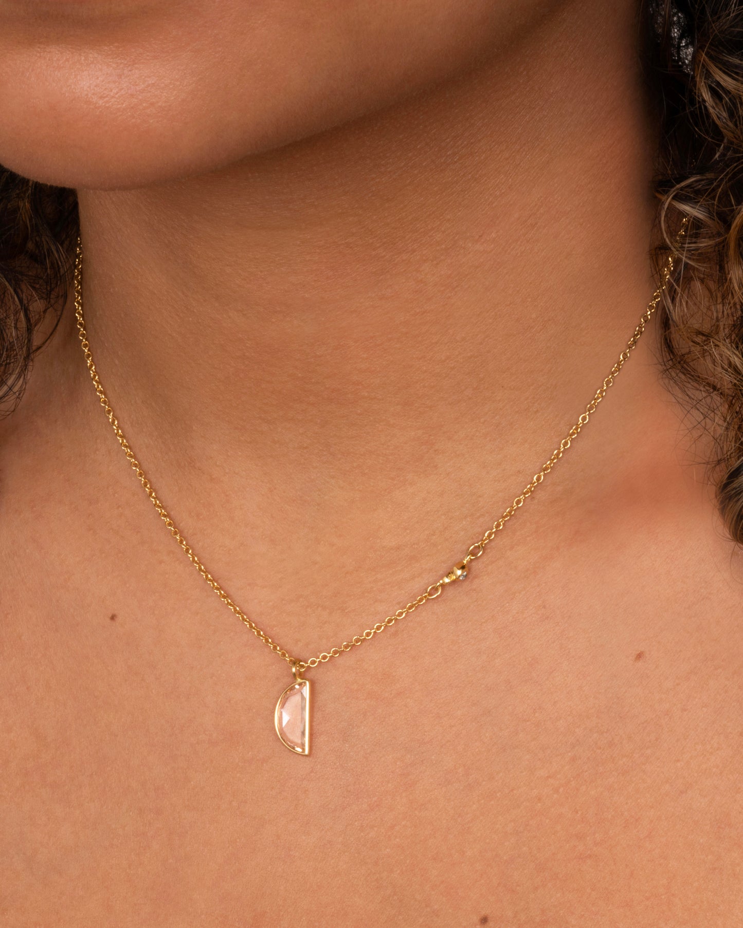 Half Moon Diamond Pendant Necklace