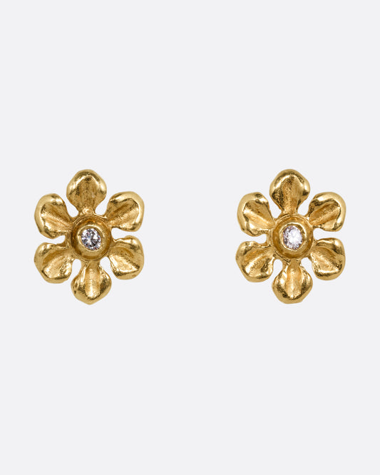 Diamond Flower Stud Earrings