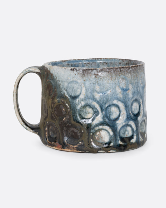 Blue, Green, and White Hand Thrown Mug