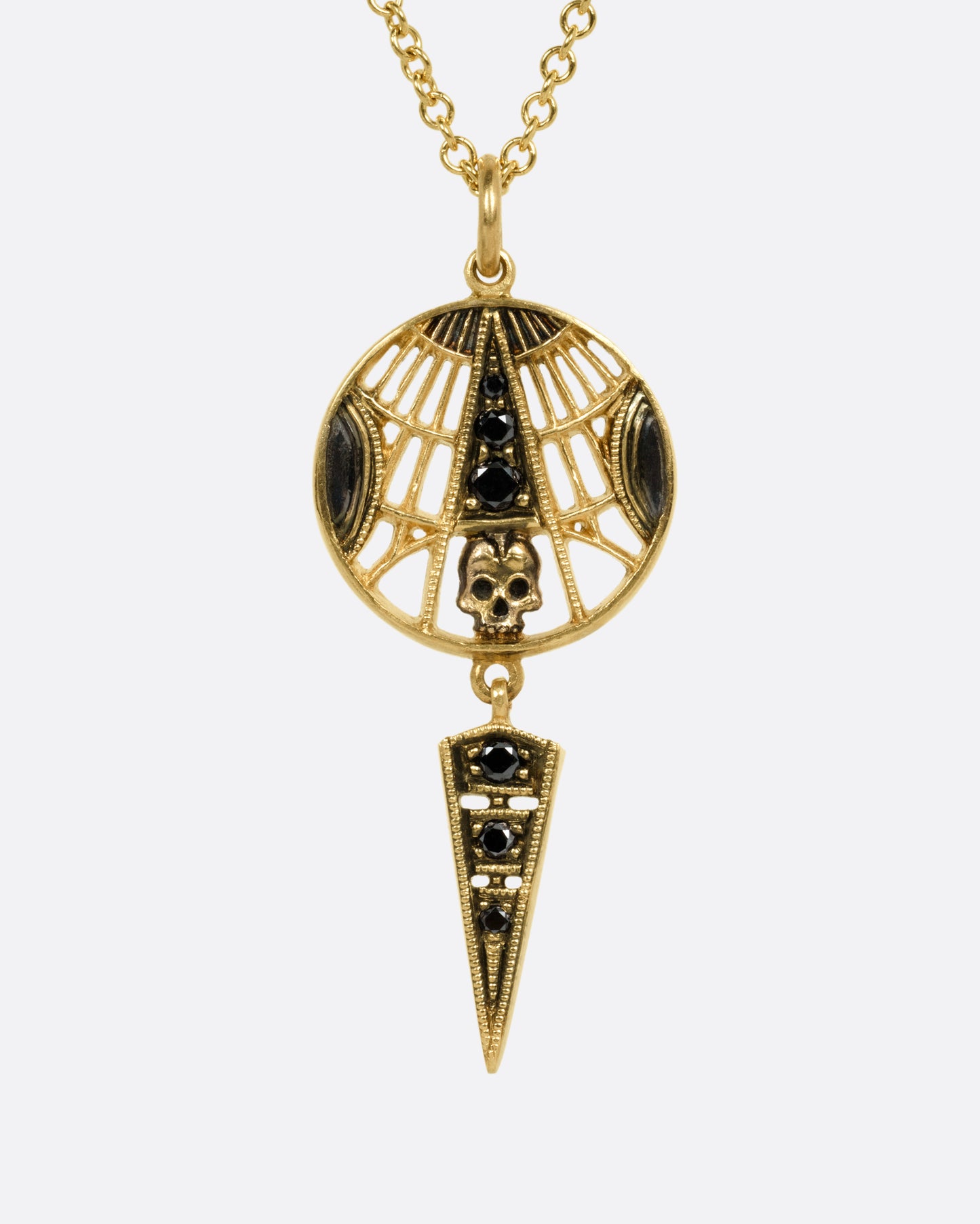 Viage Black Diamond Skull Pendant Necklace