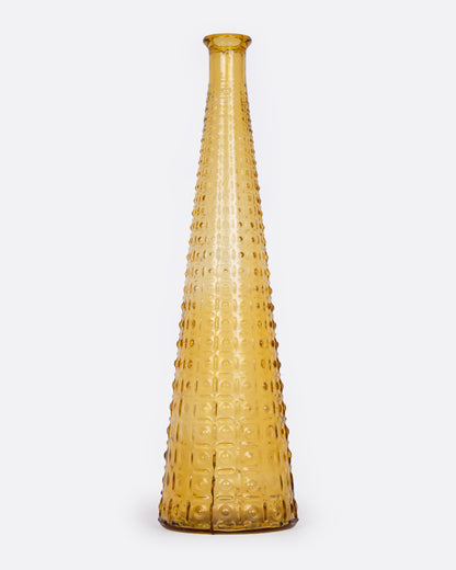 Vintage amber hobnail glass vase, front view