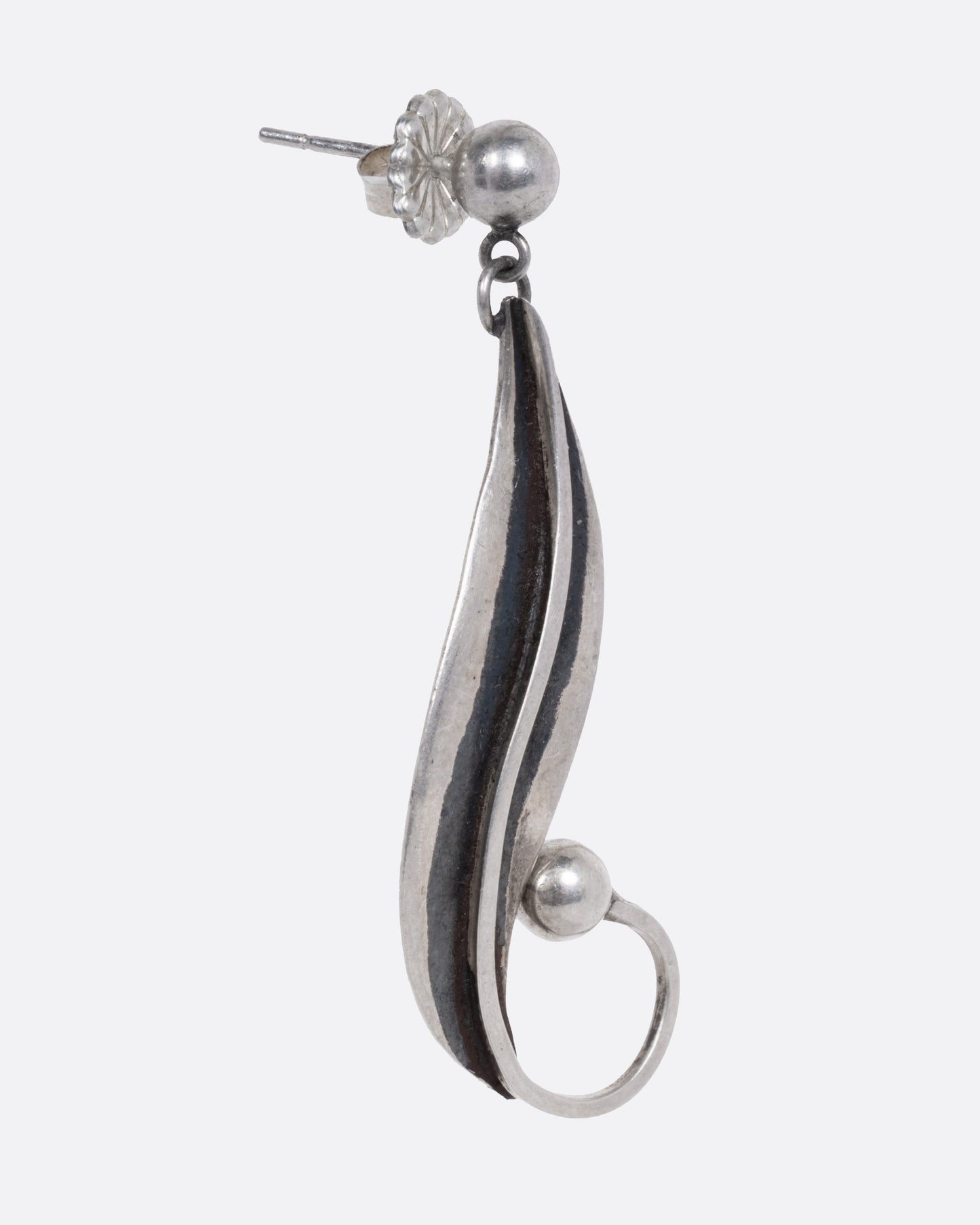Mexican Sterling and Pearl Leaf Earrings