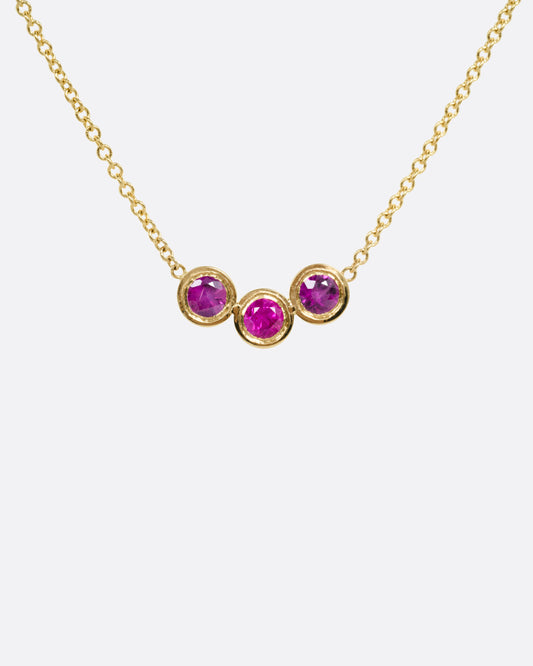Ruby Trio Pendant Necklace