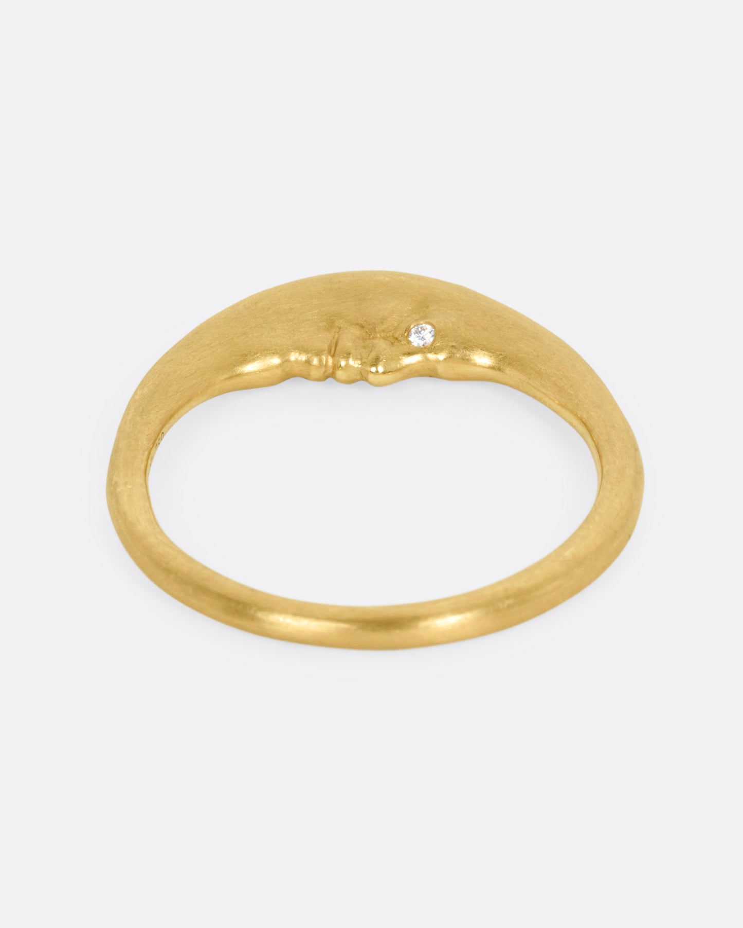 Crescent Moon Face Diamond Ring