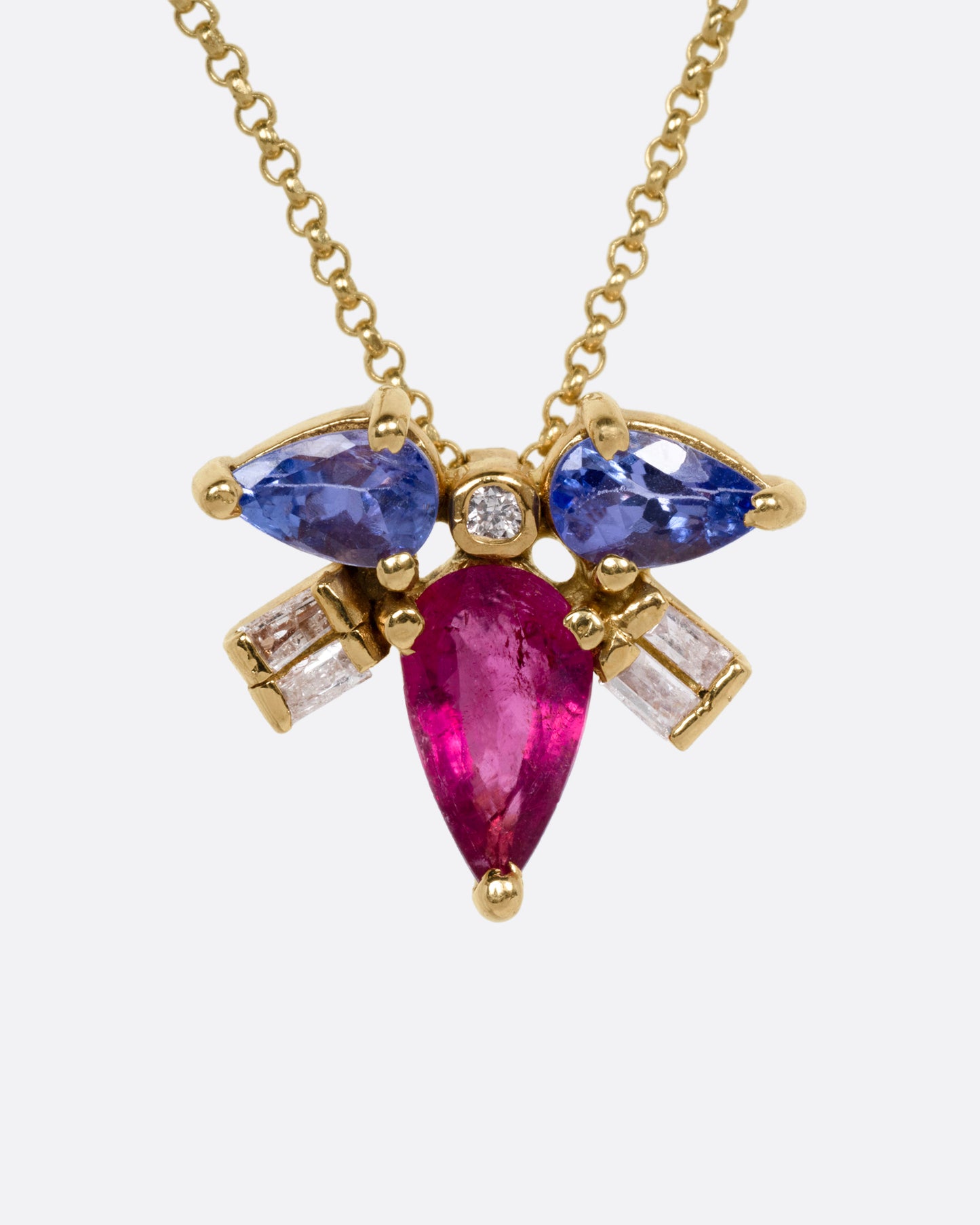 Tanzanite, Tourmaline, and Diamond Muska Pendant Necklace
