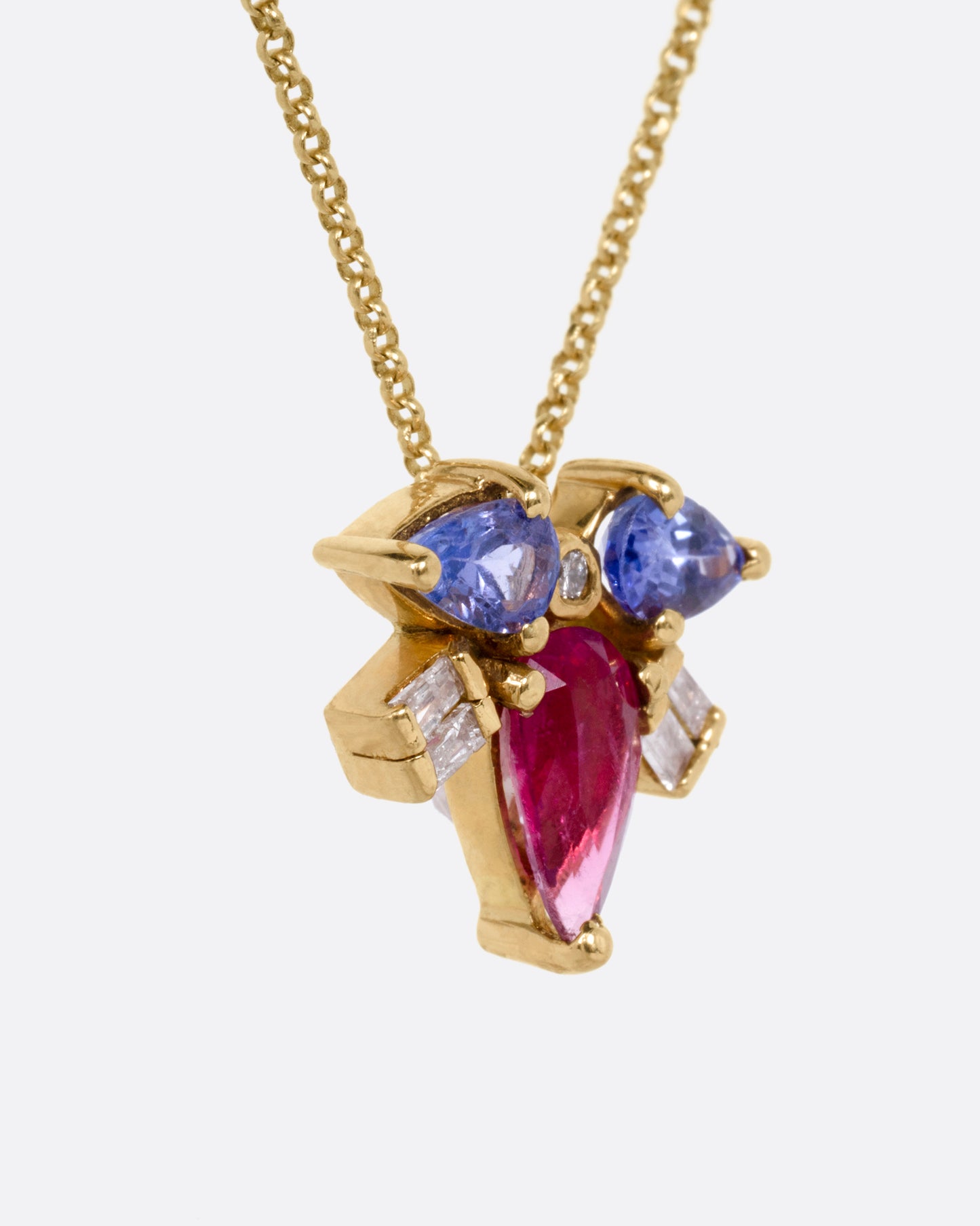 Tanzanite, Tourmaline, and Diamond Muska Pendant Necklace