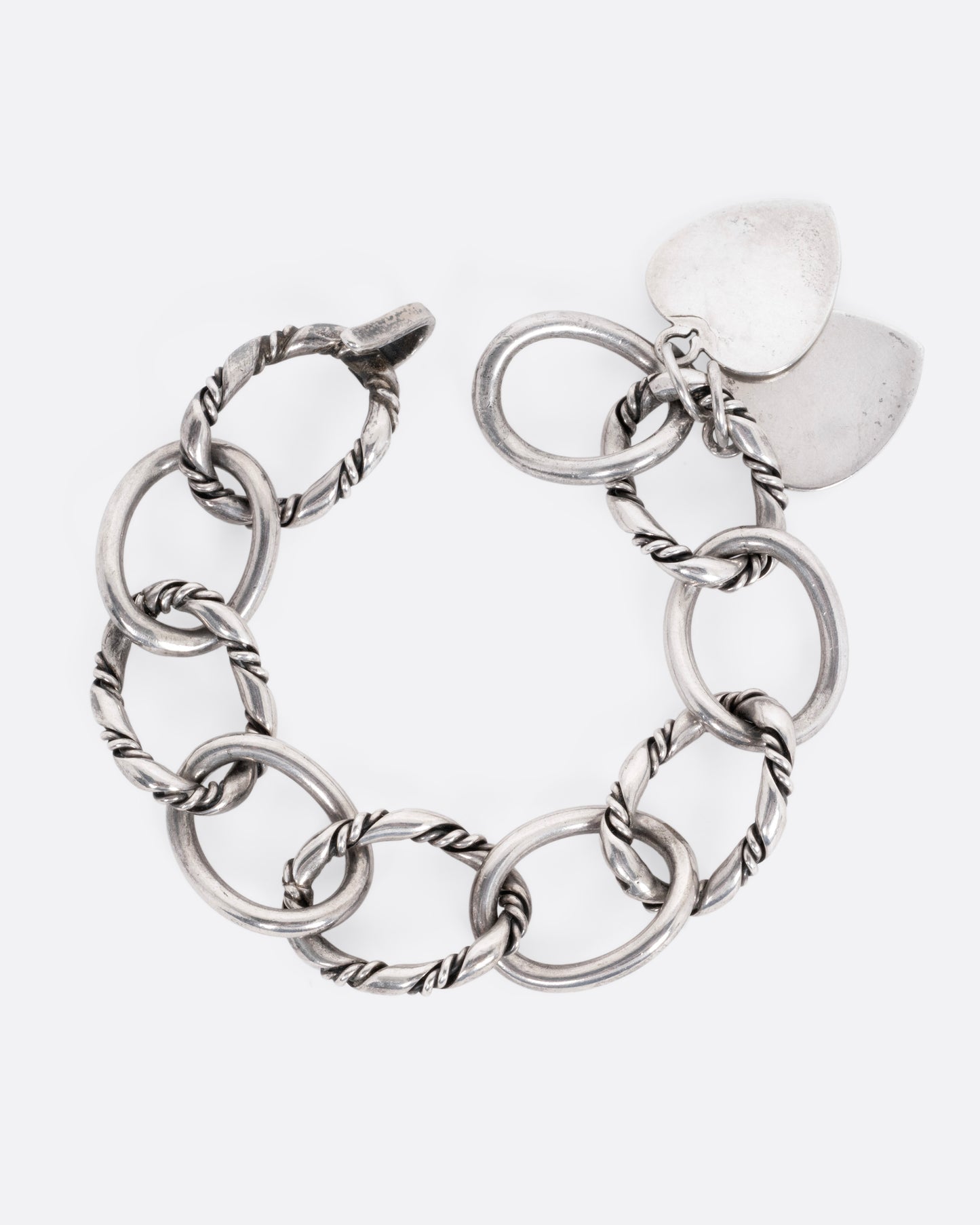 Cable Chain Bracelet with Heart Shaped Tags