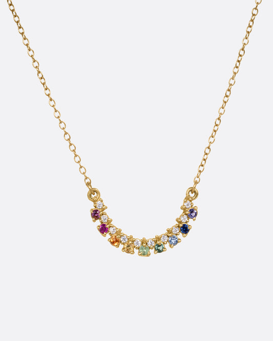 Sapphire and Diamond Rainbow Pendant Necklace
