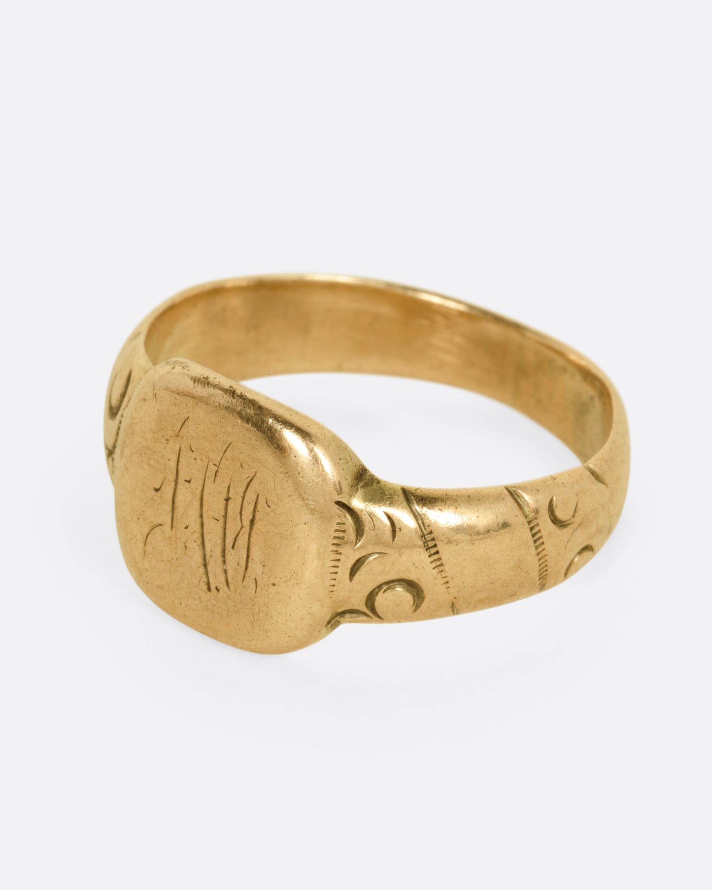 Square Signet with Patterned Band