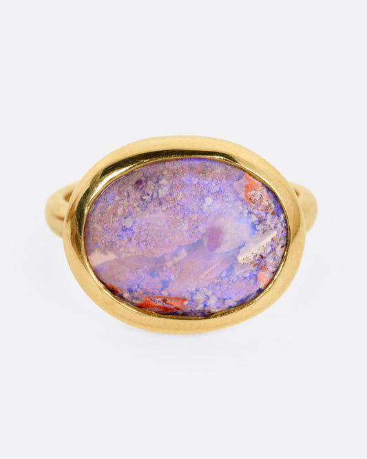 Fossilized Wood Opal Lilac Lagoon Ring
