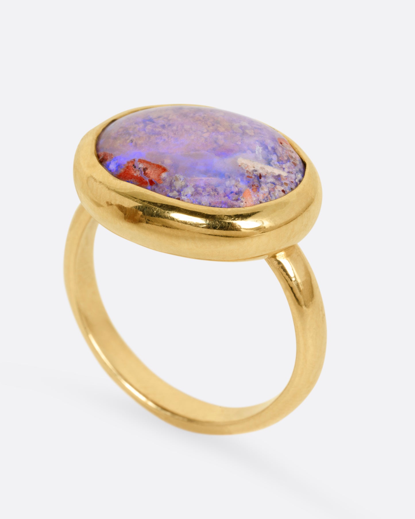 Fossilized Wood Opal Lilac Lagoon Ring