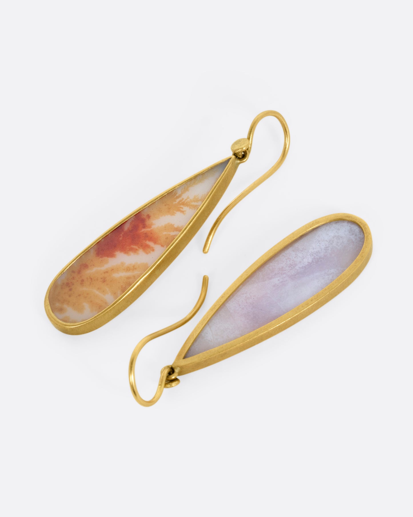Pear Shaped Dendritic Agate Earrings
