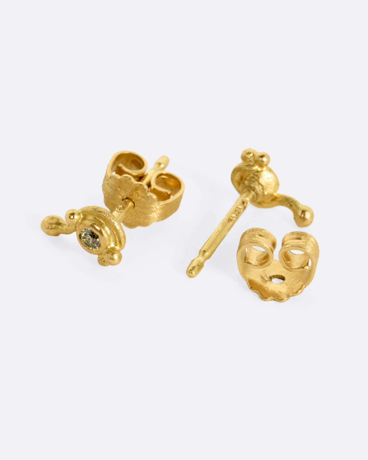 Green Diamond Stud Earrings