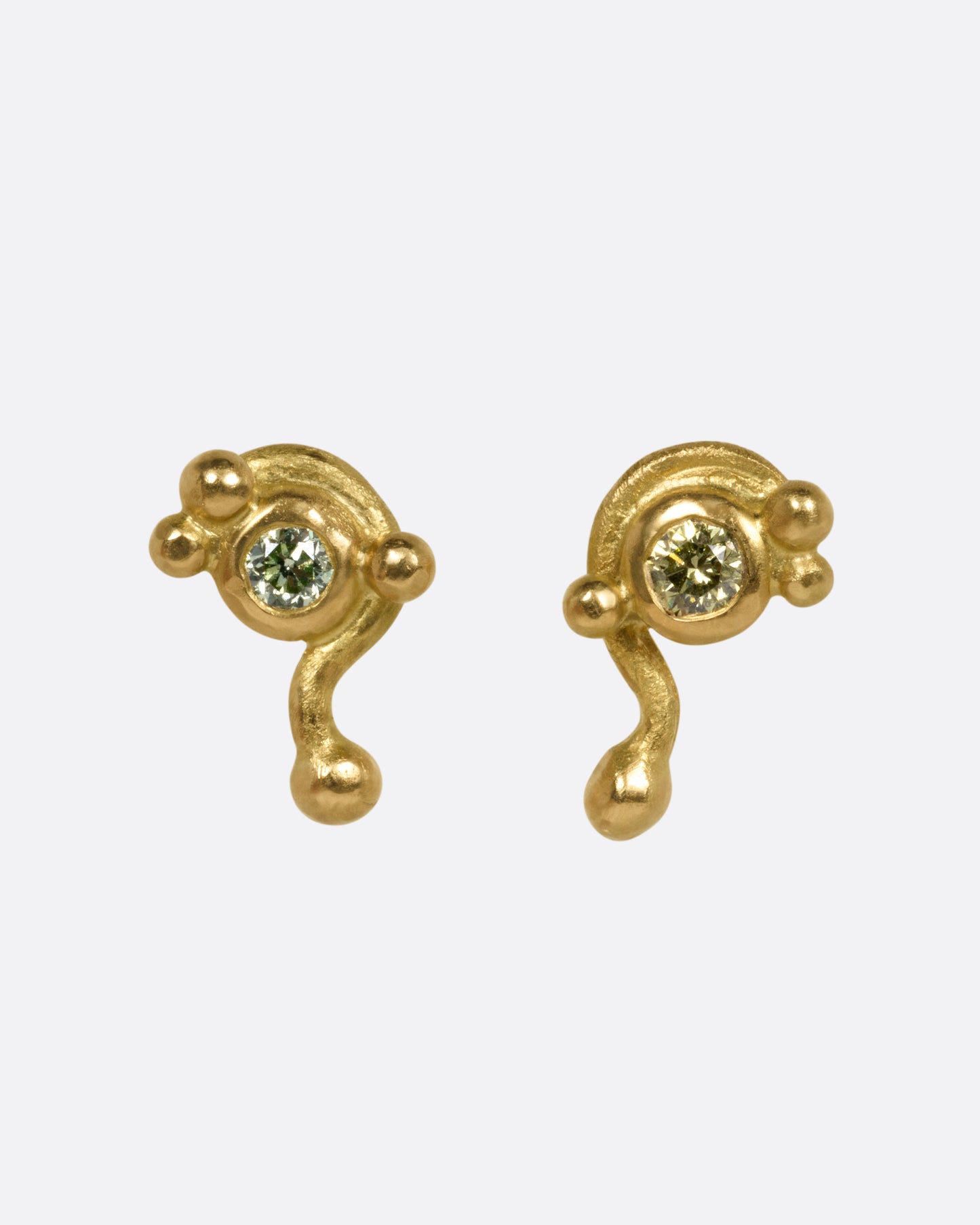 Green Diamond Stud Earrings