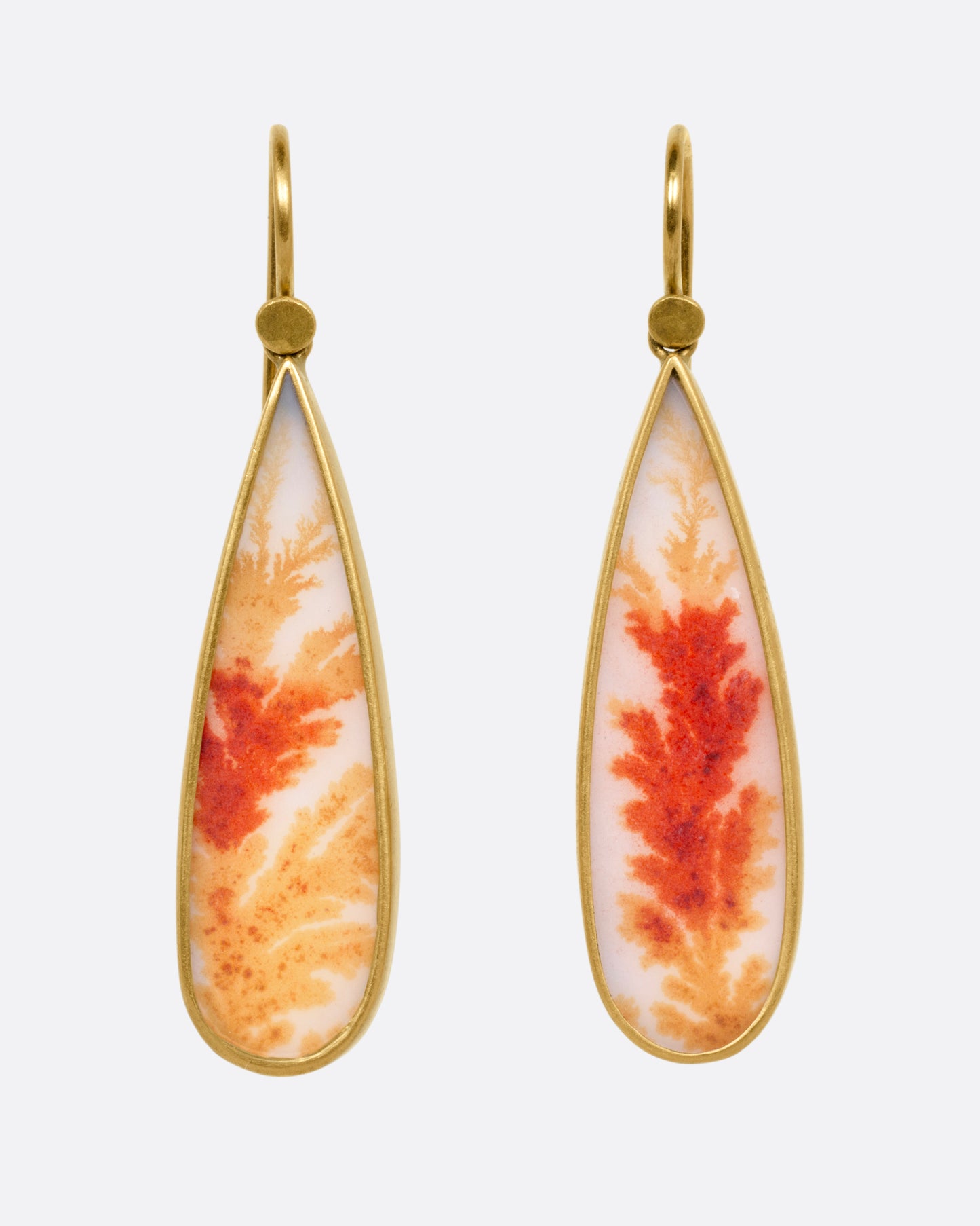 Pear Shaped Dendritic Agate Earrings