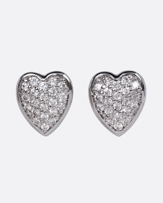 Diamond Heart Stud Earrings
