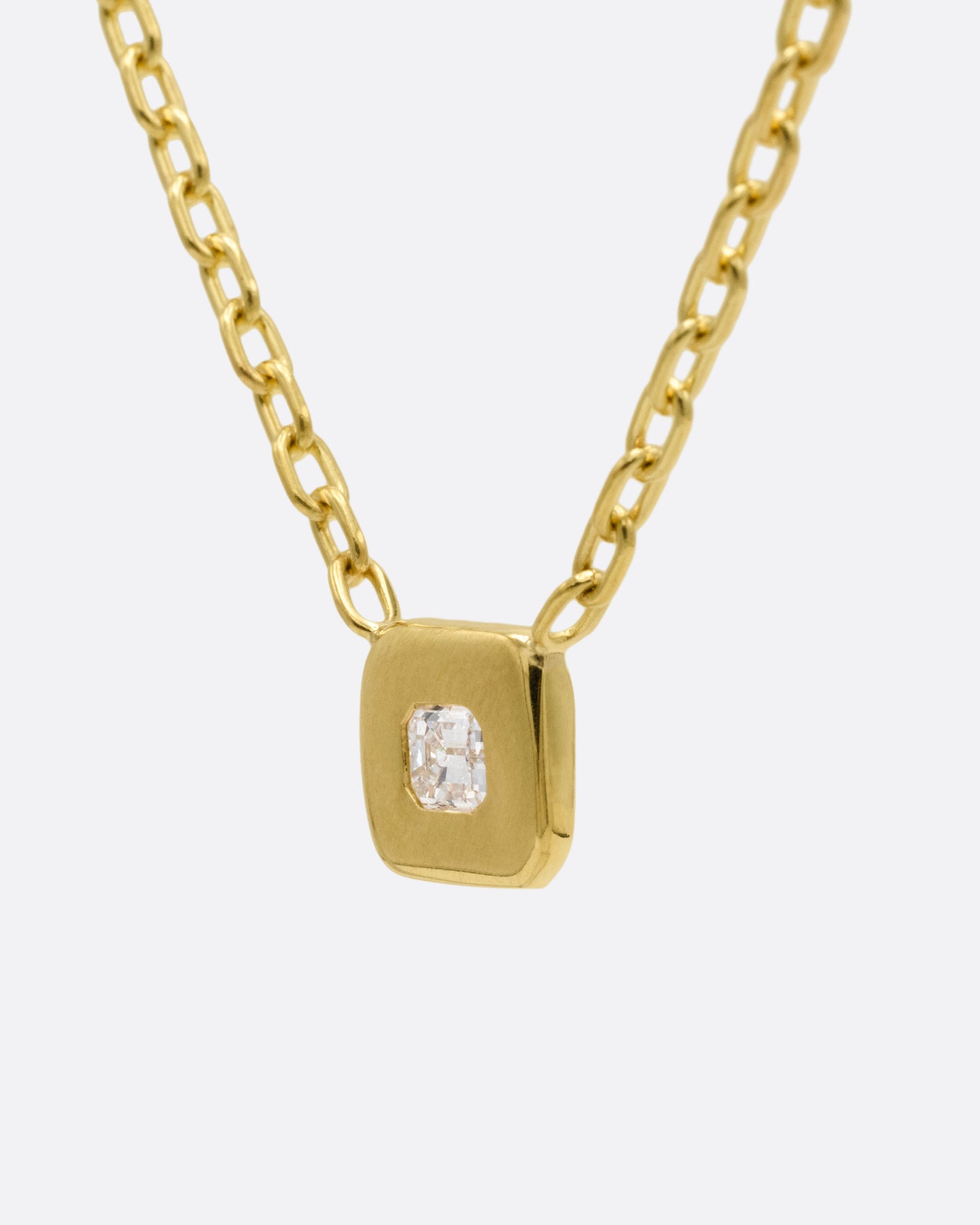 Wide Bezel Diamond Pendant Necklace