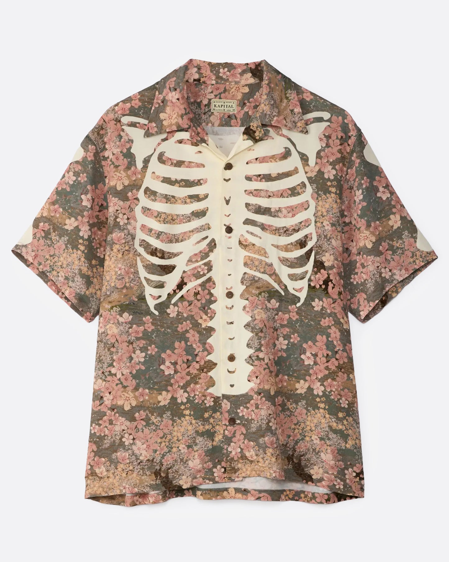 Kapital Khaki Sakura Bone Aloha Shirt