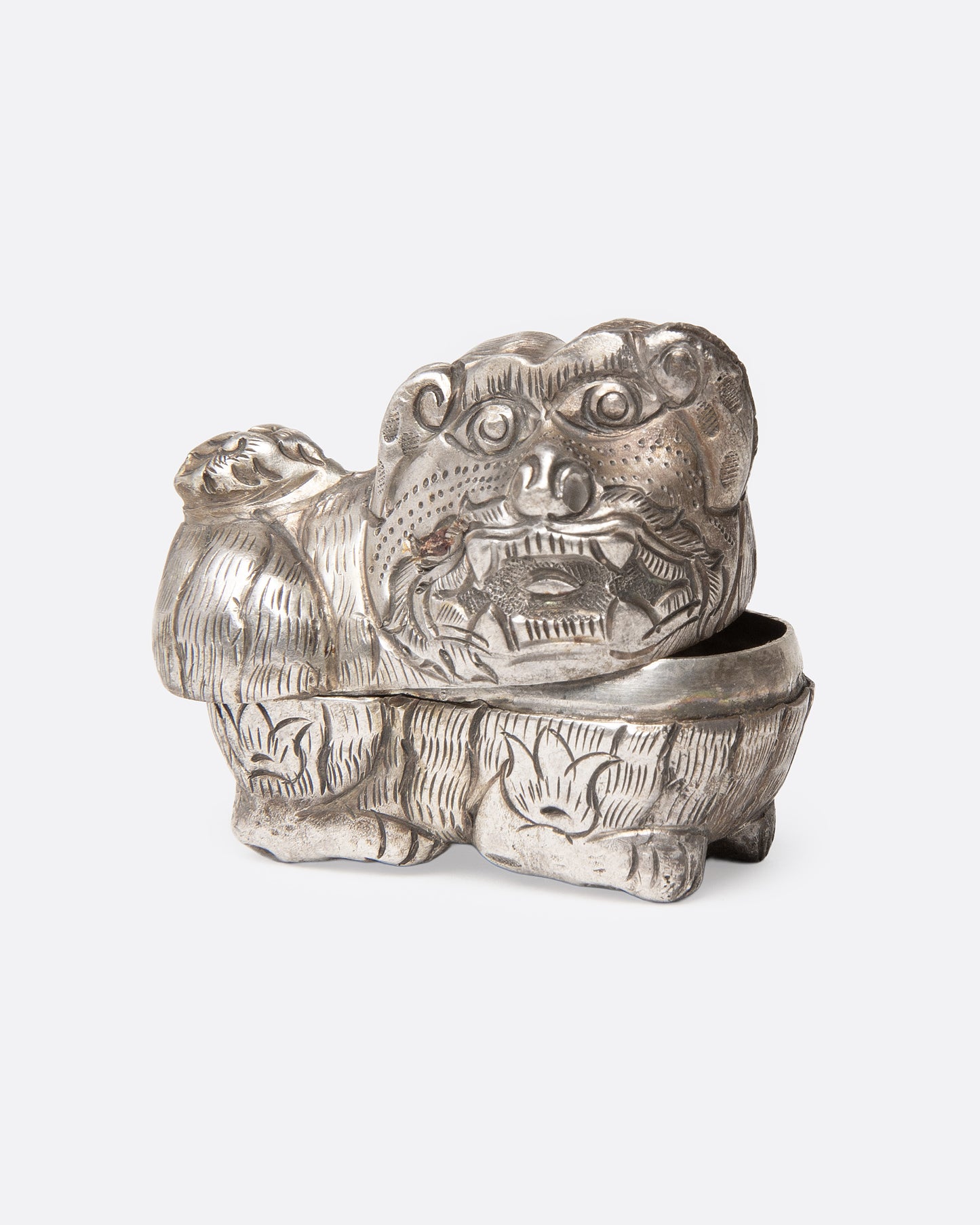 Thai Silver Guardian Lion Betel Box