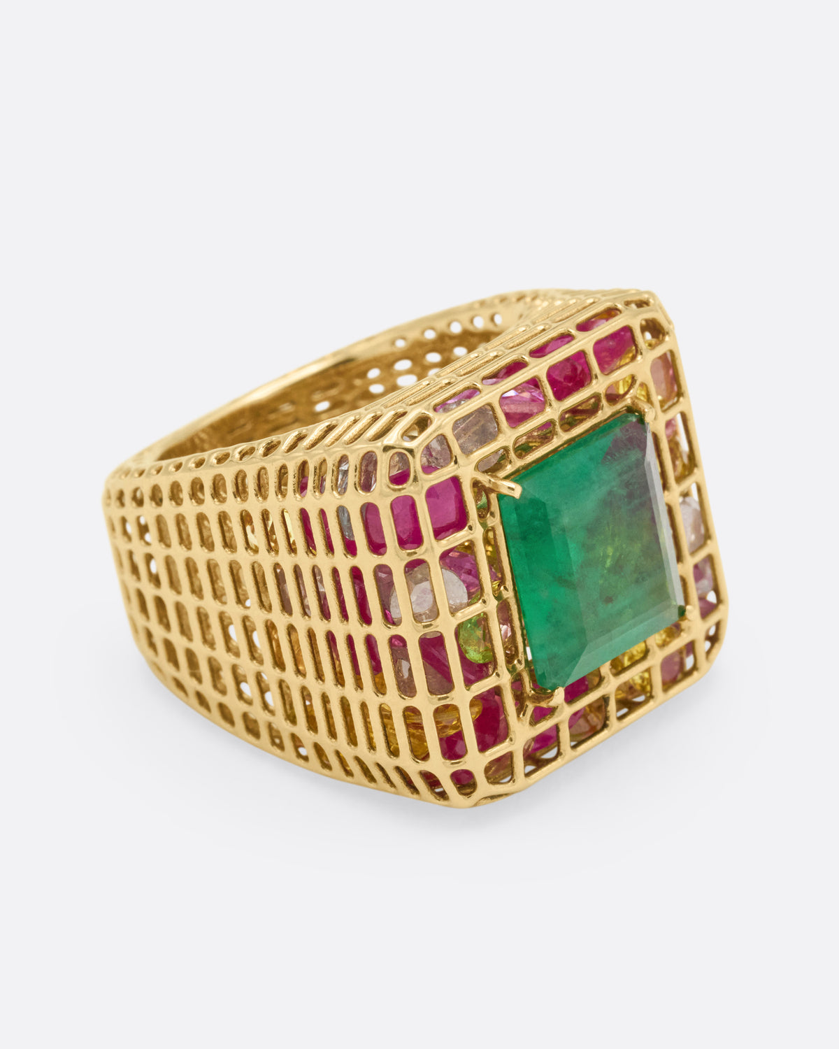 Emerald Cagey Loud Ring