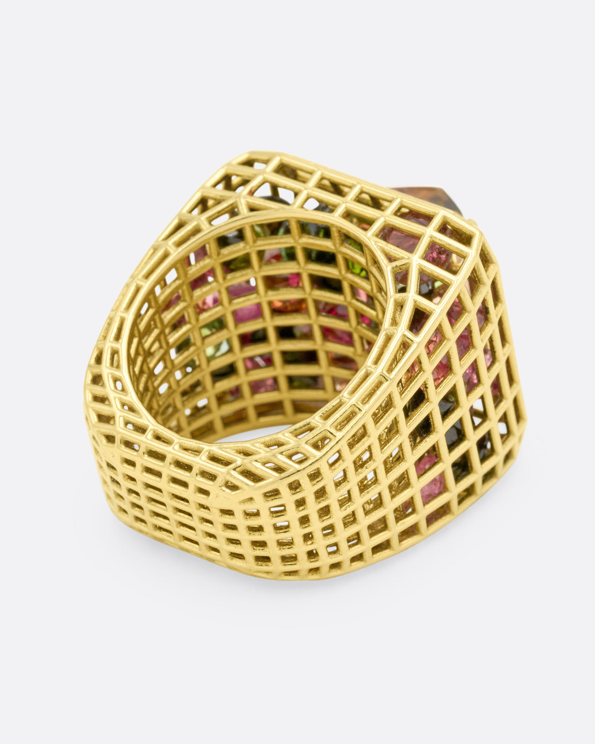 Bicolor Tourmaline Cagey Dome Ring