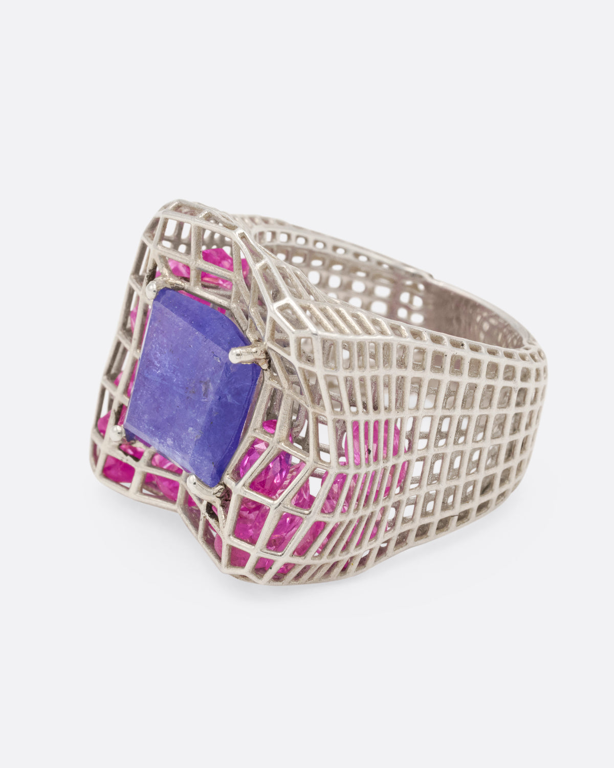 Blue Quartz Cagey Distorted Ring